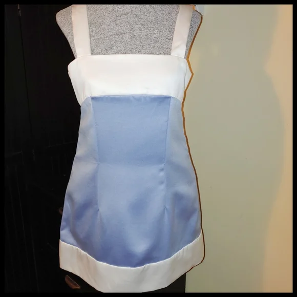 Blue and White Satin Top - Picture 1 of 7